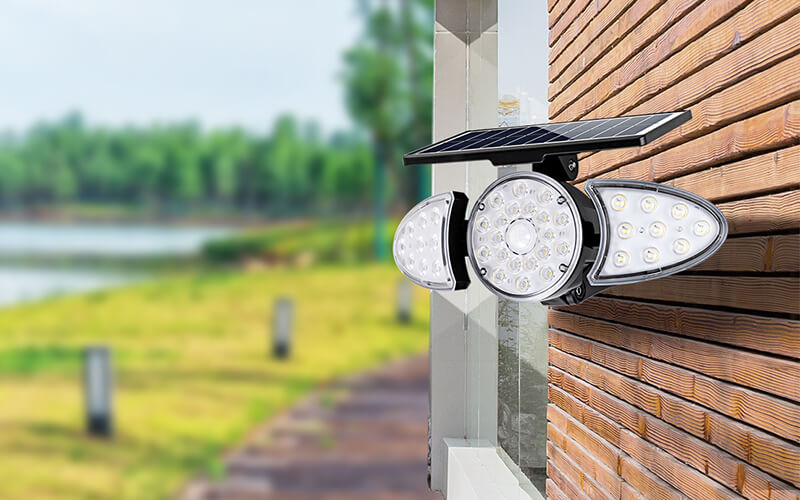 人体感应三面发光太阳能壁灯