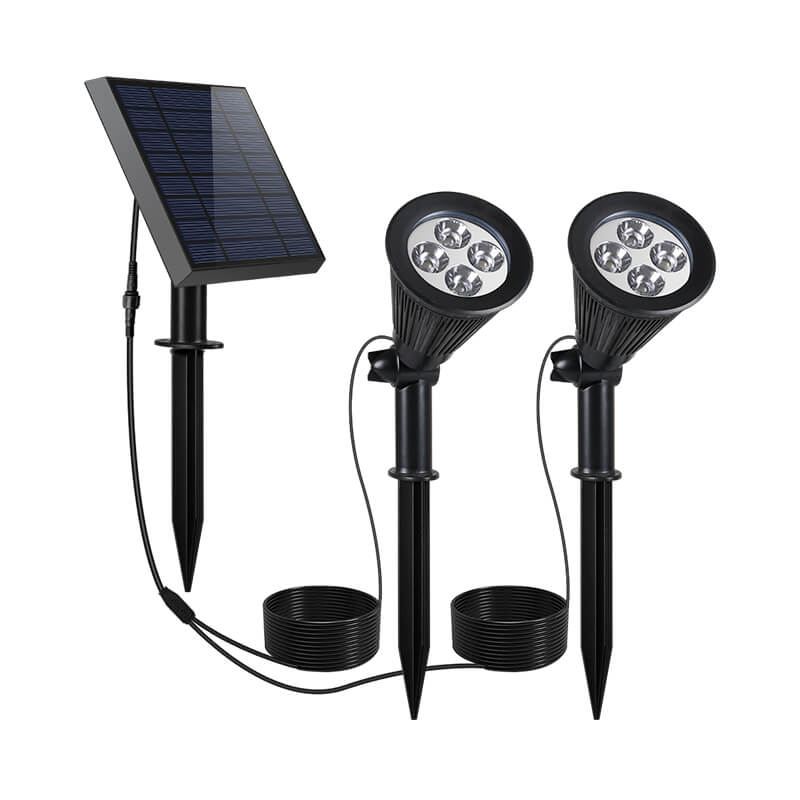 一拖二双头防水壁挂地插两用太阳能射灯